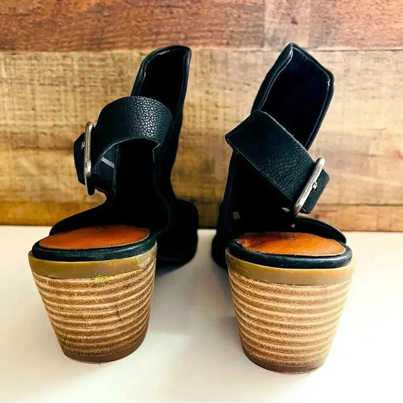 Lucky Brand Bray Leather Open Toe SlingBack Block Heel Bootie - Picture 5 of 6